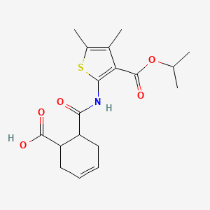 molecular formula C18H23NO5S B5228262 6-({[3-(isopropoxycarbonyl)-4,5-dimethyl-2-thienyl]amino}carbonyl)-3-cyclohexene-1-carboxylic acid 