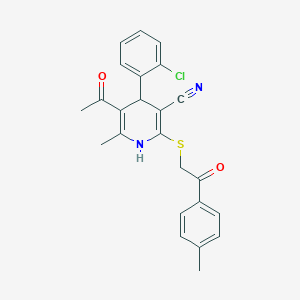 molecular formula C24H21ClN2O2S B5228274 5-acetyl-4-(2-chlorophenyl)-6-methyl-2-{[2-(4-methylphenyl)-2-oxoethyl]thio}-1,4-dihydro-3-pyridinecarbonitrile 