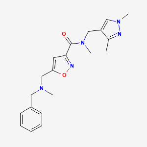 molecular formula C20H25N5O2 B5228300 5-{[benzyl(methyl)amino]methyl}-N-[(1,3-dimethyl-1H-pyrazol-4-yl)methyl]-N-methyl-3-isoxazolecarboxamide 