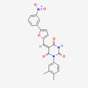 molecular formula C23H17N3O6 B5228322 1-(3,4-dimethylphenyl)-5-{[5-(3-nitrophenyl)-2-furyl]methylene}-2,4,6(1H,3H,5H)-pyrimidinetrione 