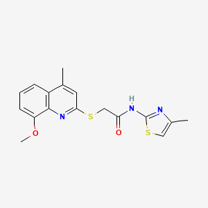molecular formula C17H17N3O2S2 B5228344 2-[(8-methoxy-4-methyl-2-quinolinyl)thio]-N-(4-methyl-1,3-thiazol-2-yl)acetamide 