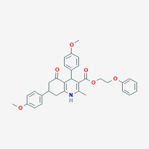 molecular formula C33H33NO6 B5228355 2-phenoxyethyl 4,7-bis(4-methoxyphenyl)-2-methyl-5-oxo-1,4,5,6,7,8-hexahydro-3-quinolinecarboxylate 