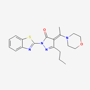 molecular formula C19H22N4O2S B5228364 2-(1,3-benzothiazol-2-yl)-4-[1-(4-morpholinyl)ethylidene]-5-propyl-2,4-dihydro-3H-pyrazol-3-one 