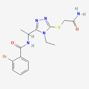 molecular formula C15H18BrN5O2S B5228440 N-(1-{5-[(2-amino-2-oxoethyl)thio]-4-ethyl-4H-1,2,4-triazol-3-yl}ethyl)-2-bromobenzamide 