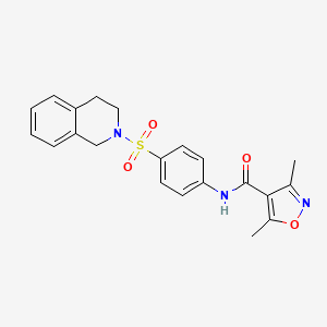 molecular formula C21H21N3O4S B5228451 N-[4-(3,4-dihydro-2(1H)-isoquinolinylsulfonyl)phenyl]-3,5-dimethyl-4-isoxazolecarboxamide 