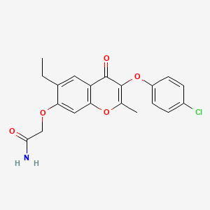 molecular formula C20H18ClNO5 B5228528 2-{[3-(4-chlorophenoxy)-6-ethyl-2-methyl-4-oxo-4H-chromen-7-yl]oxy}acetamide 