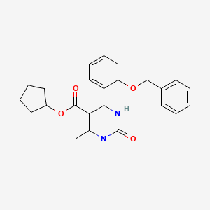 molecular formula C25H28N2O4 B5228548 cyclopentyl 4-[2-(benzyloxy)phenyl]-1,6-dimethyl-2-oxo-1,2,3,4-tetrahydro-5-pyrimidinecarboxylate 