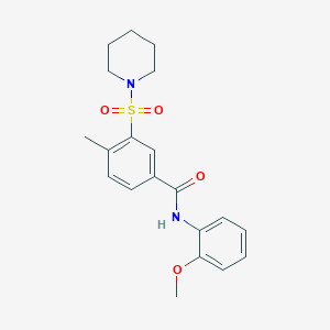 molecular formula C20H24N2O4S B5228565 N-(2-methoxyphenyl)-4-methyl-3-(piperidin-1-ylsulfonyl)benzamide 