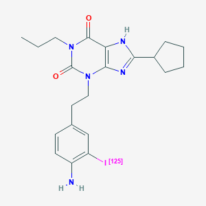 molecular formula C21H26IN5O2 B052286 3-(3-Iodo-4-amino)phenethyl-1-propyl-8-cyclopentylxanthine CAS No. 116370-32-2