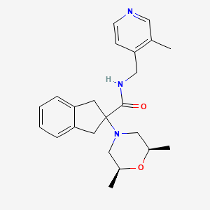 molecular formula C23H29N3O2 B5228612 2-[(2R*,6S*)-2,6-dimethyl-4-morpholinyl]-N-[(3-methyl-4-pyridinyl)methyl]-2-indanecarboxamide 