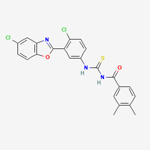 molecular formula C23H17Cl2N3O2S B5228622 N-({[4-chloro-3-(5-chloro-1,3-benzoxazol-2-yl)phenyl]amino}carbonothioyl)-3,4-dimethylbenzamide 