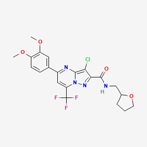 molecular formula C21H20ClF3N4O4 B5228639 3-chloro-5-(3,4-dimethoxyphenyl)-N-(tetrahydro-2-furanylmethyl)-7-(trifluoromethyl)pyrazolo[1,5-a]pyrimidine-2-carboxamide 