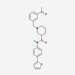 molecular formula C25H26N2O3 B5228642 1-(3-acetylbenzyl)-N-[4-(2-furyl)phenyl]-3-piperidinecarboxamide 