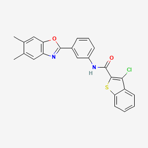 molecular formula C24H17ClN2O2S B5228680 3-chloro-N-[3-(5,6-dimethyl-1,3-benzoxazol-2-yl)phenyl]-1-benzothiophene-2-carboxamide 