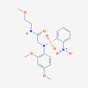 molecular formula C19H23N3O8S B5228720 N~2~-(2,4-dimethoxyphenyl)-N~1~-(2-methoxyethyl)-N~2~-[(2-nitrophenyl)sulfonyl]glycinamide 