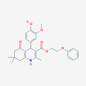 2-phenoxyethyl 4-(4-hydroxy-3-methoxyphenyl)-2,7,7-trimethyl-5-oxo-1,4,5,6,7,8-hexahydro-3-quinolinecarboxylate