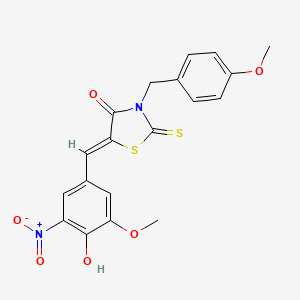 molecular formula C19H16N2O6S2 B5228767 5-(4-hydroxy-3-methoxy-5-nitrobenzylidene)-3-(4-methoxybenzyl)-2-thioxo-1,3-thiazolidin-4-one 