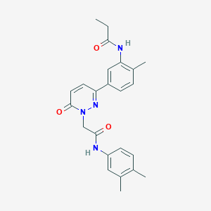 molecular formula C24H26N4O3 B5228822 N-[5-(1-{2-[(3,4-dimethylphenyl)amino]-2-oxoethyl}-6-oxo-1,6-dihydro-3-pyridazinyl)-2-methylphenyl]propanamide 