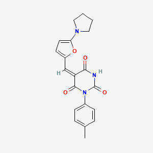 molecular formula C20H19N3O4 B5228847 1-(4-methylphenyl)-5-{[5-(1-pyrrolidinyl)-2-furyl]methylene}-2,4,6(1H,3H,5H)-pyrimidinetrione 