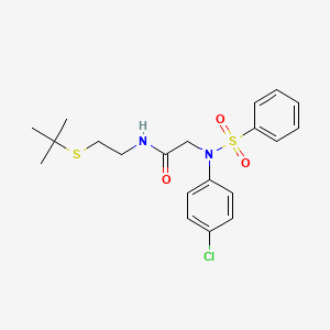 molecular formula C20H25ClN2O3S2 B5228867 N~1~-[2-(tert-butylthio)ethyl]-N~2~-(4-chlorophenyl)-N~2~-(phenylsulfonyl)glycinamide 