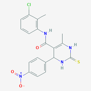 molecular formula C19H17ClN4O3S B5228930 N-(3-chloro-2-methylphenyl)-6-methyl-4-(4-nitrophenyl)-2-thioxo-1,2,3,4-tetrahydro-5-pyrimidinecarboxamide CAS No. 6109-46-2