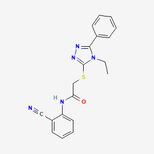 molecular formula C19H17N5OS B5228935 N-(2-cyanophenyl)-2-[(4-ethyl-5-phenyl-4H-1,2,4-triazol-3-yl)thio]acetamide 
