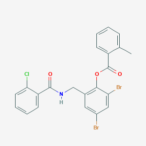 molecular formula C22H16Br2ClNO3 B5228959 2,4-dibromo-6-{[(2-chlorobenzoyl)amino]methyl}phenyl 2-methylbenzoate 