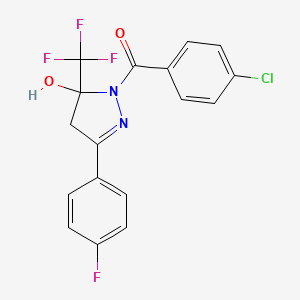 molecular formula C17H11ClF4N2O2 B5228962 1-(4-chlorobenzoyl)-3-(4-fluorophenyl)-5-(trifluoromethyl)-4,5-dihydro-1H-pyrazol-5-ol 