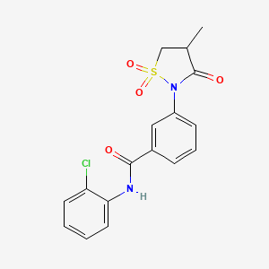 molecular formula C17H15ClN2O4S B5228975 N-(2-chlorophenyl)-3-(4-methyl-1,1-dioxido-3-oxo-2-isothiazolidinyl)benzamide 
