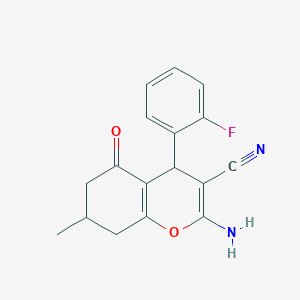 molecular formula C17H15FN2O2 B5228983 2-amino-4-(2-fluorophenyl)-7-methyl-5-oxo-5,6,7,8-tetrahydro-4H-chromene-3-carbonitrile 
