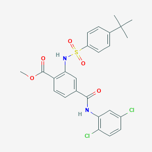 molecular formula C25H24Cl2N2O5S B5229005 methyl 2-{[(4-tert-butylphenyl)sulfonyl]amino}-4-{[(2,5-dichlorophenyl)amino]carbonyl}benzoate 