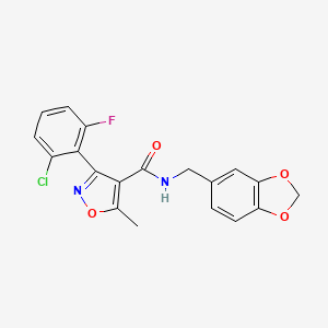molecular formula C19H14ClFN2O4 B5229012 N-(1,3-benzodioxol-5-ylmethyl)-3-(2-chloro-6-fluorophenyl)-5-methyl-4-isoxazolecarboxamide 