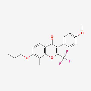 molecular formula C21H19F3O4 B5229078 3-(4-methoxyphenyl)-8-methyl-7-propoxy-2-(trifluoromethyl)-4H-chromen-4-one 