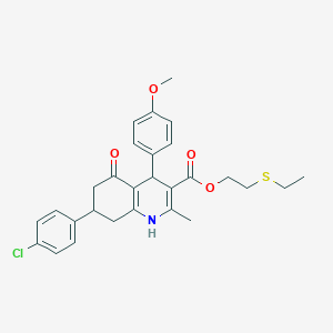 molecular formula C28H30ClNO4S B5229109 2-(ethylthio)ethyl 7-(4-chlorophenyl)-4-(4-methoxyphenyl)-2-methyl-5-oxo-1,4,5,6,7,8-hexahydro-3-quinolinecarboxylate 