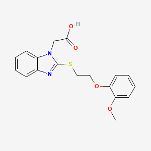 molecular formula C18H18N2O4S B5229110 (2-{[2-(2-methoxyphenoxy)ethyl]thio}-1H-benzimidazol-1-yl)acetic acid 