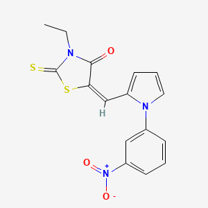 molecular formula C16H13N3O3S2 B5229112 3-ethyl-5-{[1-(3-nitrophenyl)-1H-pyrrol-2-yl]methylene}-2-thioxo-1,3-thiazolidin-4-one 