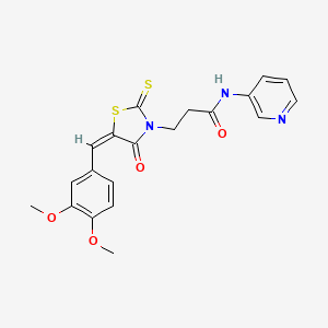 molecular formula C20H19N3O4S2 B5229122 3-[5-(3,4-dimethoxybenzylidene)-4-oxo-2-thioxo-1,3-thiazolidin-3-yl]-N-3-pyridinylpropanamide 