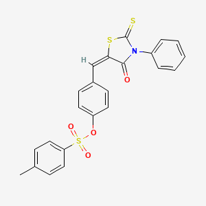 molecular formula C23H17NO4S3 B5229144 4-[(4-oxo-3-phenyl-2-thioxo-1,3-thiazolidin-5-ylidene)methyl]phenyl 4-methylbenzenesulfonate 