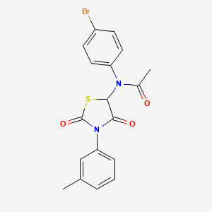 molecular formula C18H15BrN2O3S B5229157 N-(4-bromophenyl)-N-[3-(3-methylphenyl)-2,4-dioxo-1,3-thiazolidin-5-yl]acetamide 