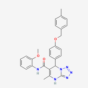 molecular formula C27H26N6O3 B5229183 N-(2-methoxyphenyl)-5-methyl-7-{4-[(4-methylbenzyl)oxy]phenyl}-4,7-dihydrotetrazolo[1,5-a]pyrimidine-6-carboxamide 