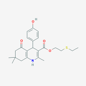 molecular formula C23H29NO4S B5229208 2-(ethylthio)ethyl 4-(4-hydroxyphenyl)-2,7,7-trimethyl-5-oxo-1,4,5,6,7,8-hexahydro-3-quinolinecarboxylate 