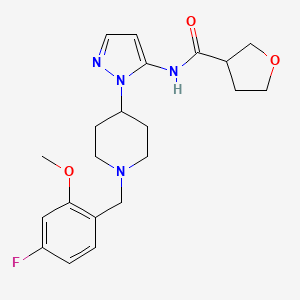 molecular formula C21H27FN4O3 B5229276 N-{1-[1-(4-fluoro-2-methoxybenzyl)-4-piperidinyl]-1H-pyrazol-5-yl}tetrahydro-3-furancarboxamide 