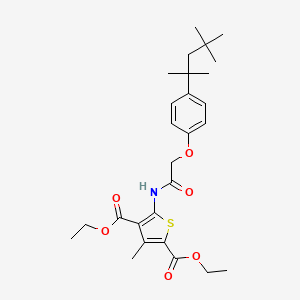 molecular formula C27H37NO6S B5229301 diethyl 3-methyl-5-({[4-(1,1,3,3-tetramethylbutyl)phenoxy]acetyl}amino)-2,4-thiophenedicarboxylate 