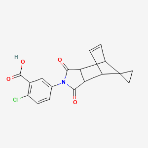 molecular formula C18H14ClNO4 B5229309 2-chloro-5-(3',5'-dioxo-4'-azaspiro[cyclopropane-1,10'-tricyclo[5.2.1.0~2,6~]decane]-8'-en-4'-yl)benzoic acid 