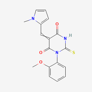 molecular formula C17H15N3O3S B5229319 1-(2-methoxyphenyl)-5-[(1-methyl-1H-pyrrol-2-yl)methylene]-2-thioxodihydro-4,6(1H,5H)-pyrimidinedione 