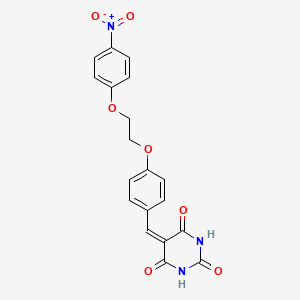 molecular formula C19H15N3O7 B5229389 5-{4-[2-(4-nitrophenoxy)ethoxy]benzylidene}-2,4,6(1H,3H,5H)-pyrimidinetrione 