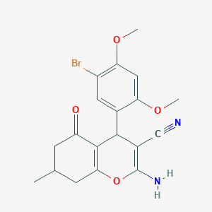 molecular formula C19H19BrN2O4 B5229405 2-amino-4-(5-bromo-2,4-dimethoxyphenyl)-7-methyl-5-oxo-5,6,7,8-tetrahydro-4H-chromene-3-carbonitrile 
