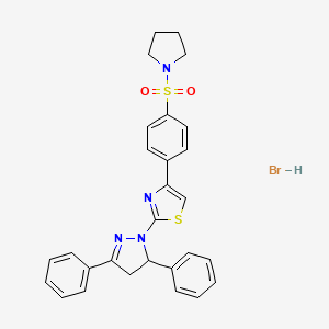 molecular formula C28H27BrN4O2S2 B5229416 2-(3,5-diphenyl-4,5-dihydro-1H-pyrazol-1-yl)-4-[4-(1-pyrrolidinylsulfonyl)phenyl]-1,3-thiazole hydrobromide 
