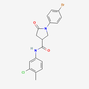 molecular formula C18H16BrClN2O2 B5229440 1-(4-bromophenyl)-N-(3-chloro-4-methylphenyl)-5-oxo-3-pyrrolidinecarboxamide 