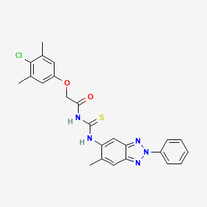 molecular formula C24H22ClN5O2S B5229460 2-(4-chloro-3,5-dimethylphenoxy)-N-{[(6-methyl-2-phenyl-2H-1,2,3-benzotriazol-5-yl)amino]carbonothioyl}acetamide 